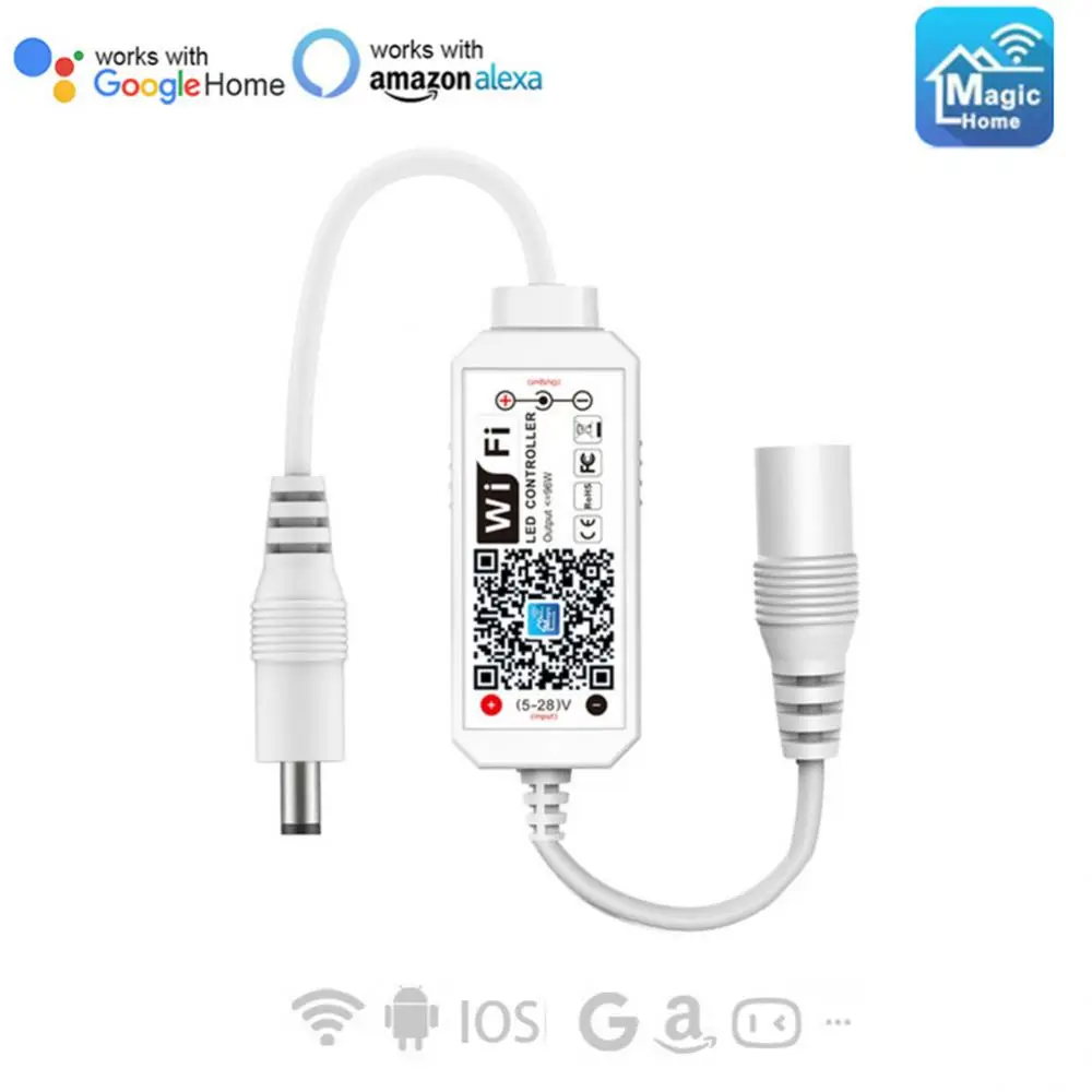 

Single Color Wifi Ir Controller Mini Led Controller Rgb 5v 12v 24v Led Strip Switch New Support Amazon Alexa Google Assistant