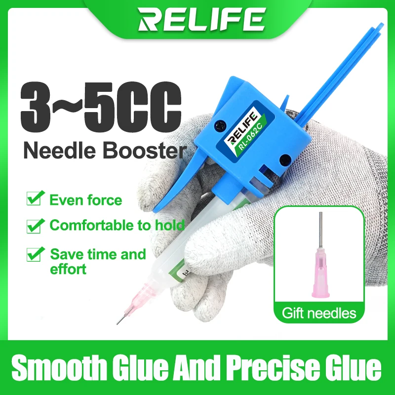 

RELIFE Manual glue gun Needle booster Suitable for 3~5CC syringe oil, solder paste, UV solder mask oil, structural adhesive