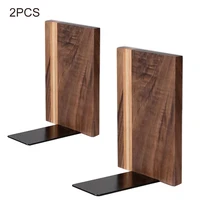 1pair home decor non skid student gifts office book stand nature coating wood bookend school library anti scratch for shelves