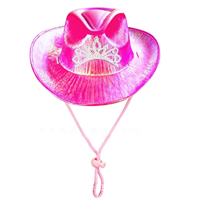 

MXMA Классическая розовая ковбойская шляпа с короной, модная шапка с короной для Хэллоуина, аксессуары для костюмов для девушек, шляпы для вечеринок для женщин