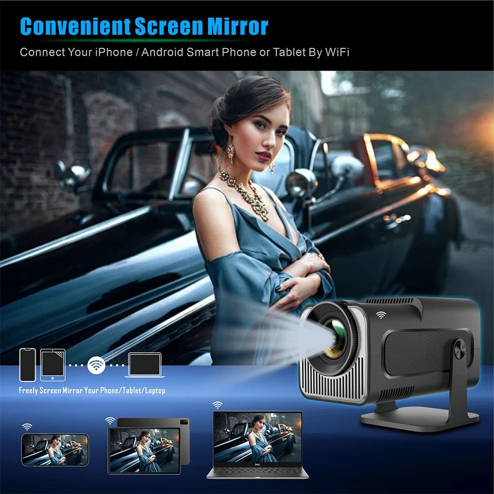 Фото DITONG HY320 Мини Новый Проектор 720P Android 11 4K 300ANSI Wi-Fi6 BT5.0 Кино Открытый Портативный 180 °   Поворотный проектор №4