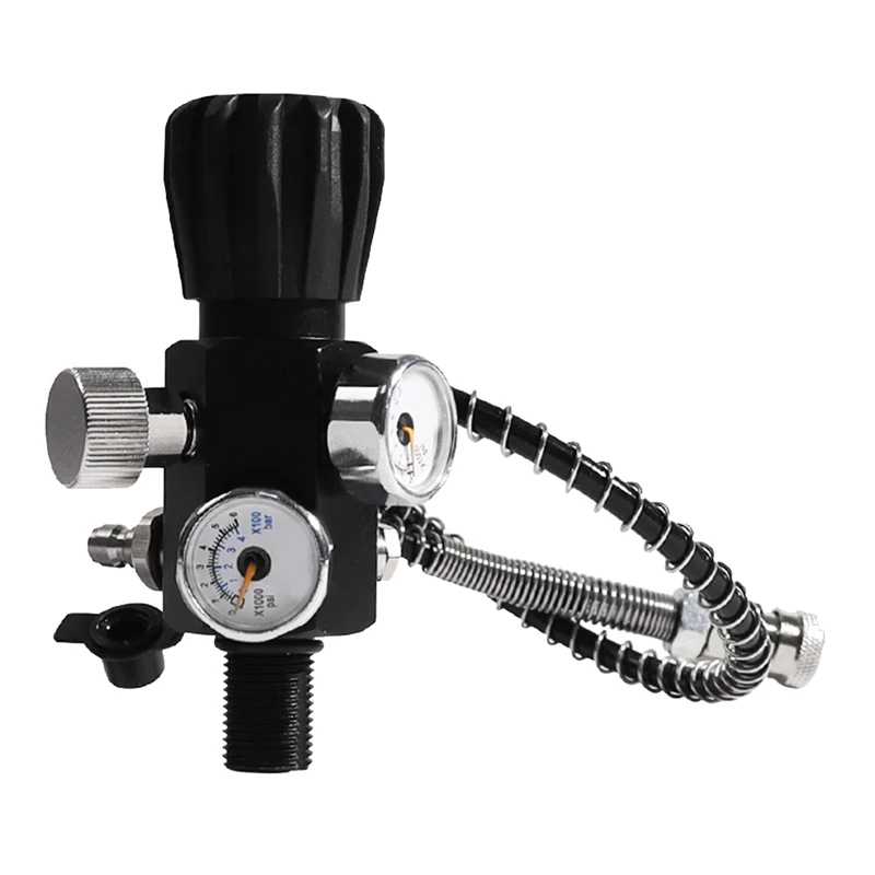 

Double Gauge Cylinder Valve 400Bar 6000PSI Air Filling Station Refill Adapter Air Charging Valve With Hose