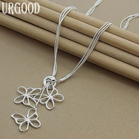 925 sterling silver 48cm butterfly pendant snake chain necklace for women party engagement wedding fashion jewelry