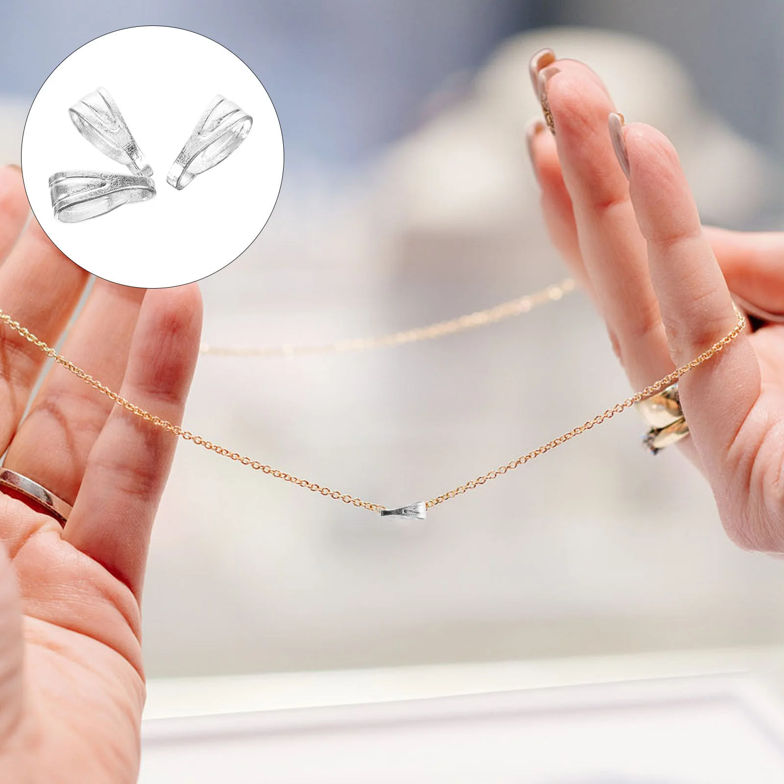 200 Pcs The Chain Bails Jewelry Making Locket Necklace Pendant Clasps Connector Iron Connectors