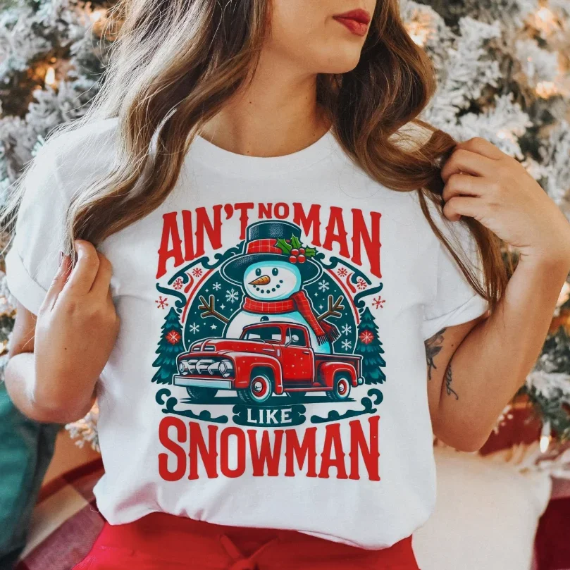 Aint No Man Like Snowman милая модная новогодняя одежда 90-х годов женская рубашка с круглым