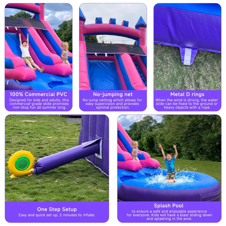 Надувная сафари 12 'H x 20' L надувная водная горка с брызговым бассейном и