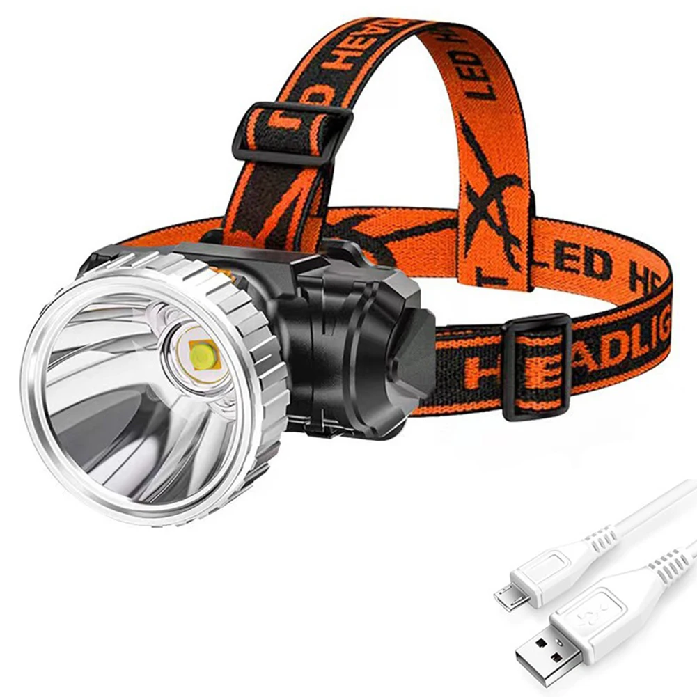 

Powerful Headlamp Night Fishing LED Headlight USB Rechargeable Outdoor Head-mounted Flashlight Emergency Light Waterproof