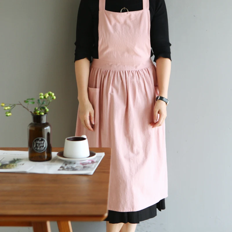 

Korean version of fashionable cotton literary apron cafe nail shop milk tea shop flower shop ladies work clothes apron
