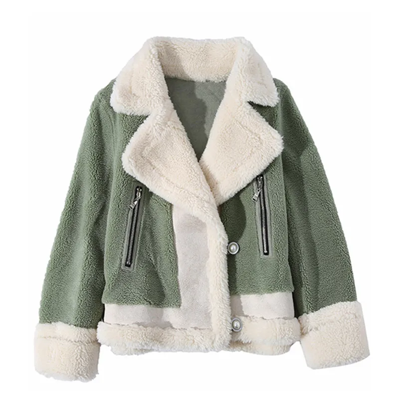 Fashion Lamb h Jacket Women 2022 New Autumn Winter Single-Breasted Short For Coat Female Loose Clothes Thick Outerwear  fur