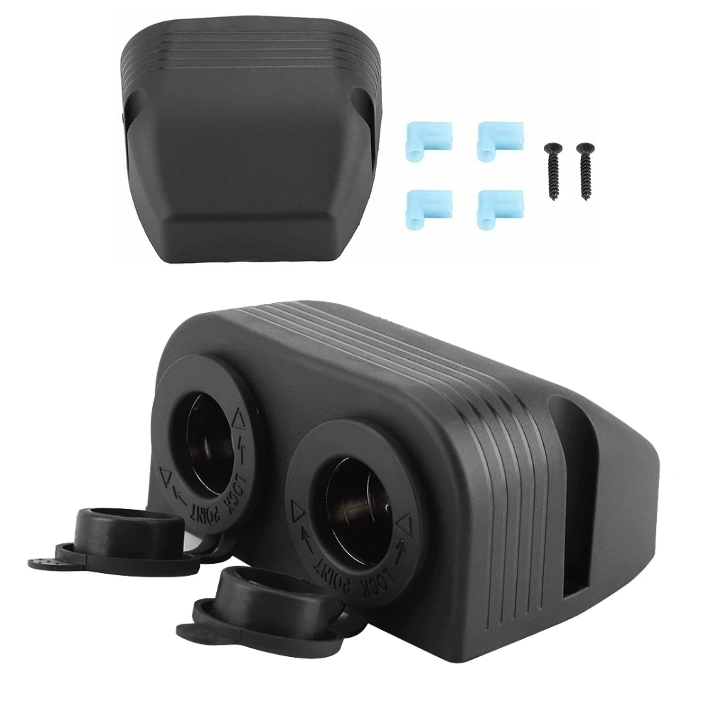

12-24V To 5V Power 2-in-1socket Car Boat Cigar Lighter Socket Dual Port Surface Mount Motorbike W/Screws With USB Power Adapte
