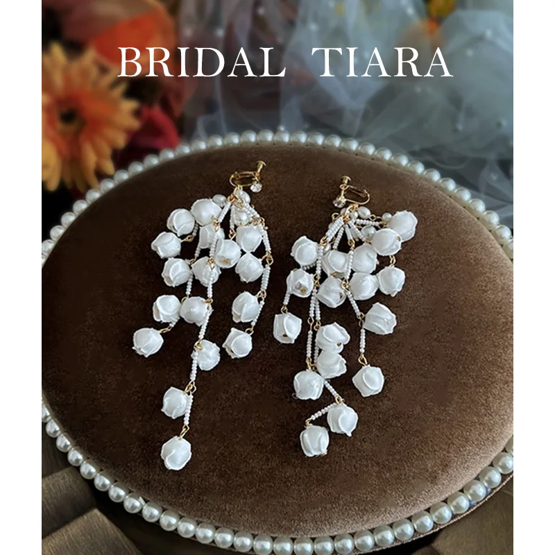 

Pearl Earring for Women Gold Color Crystal Beaded Drop Earrings Trendy Jewelry Statement Earrings Wedding Gift 2021 New