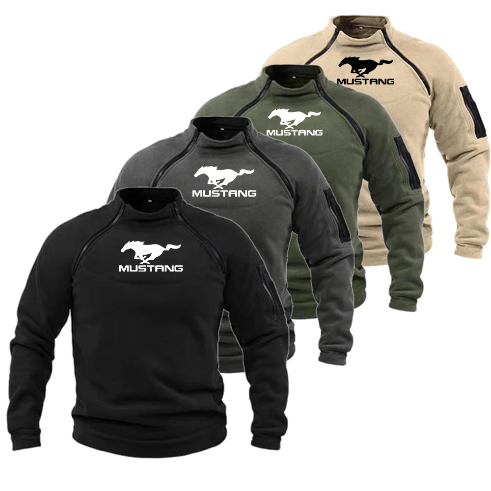 

Мужская Флисовая Толстовка с воротником-стойкой, Осень-зима