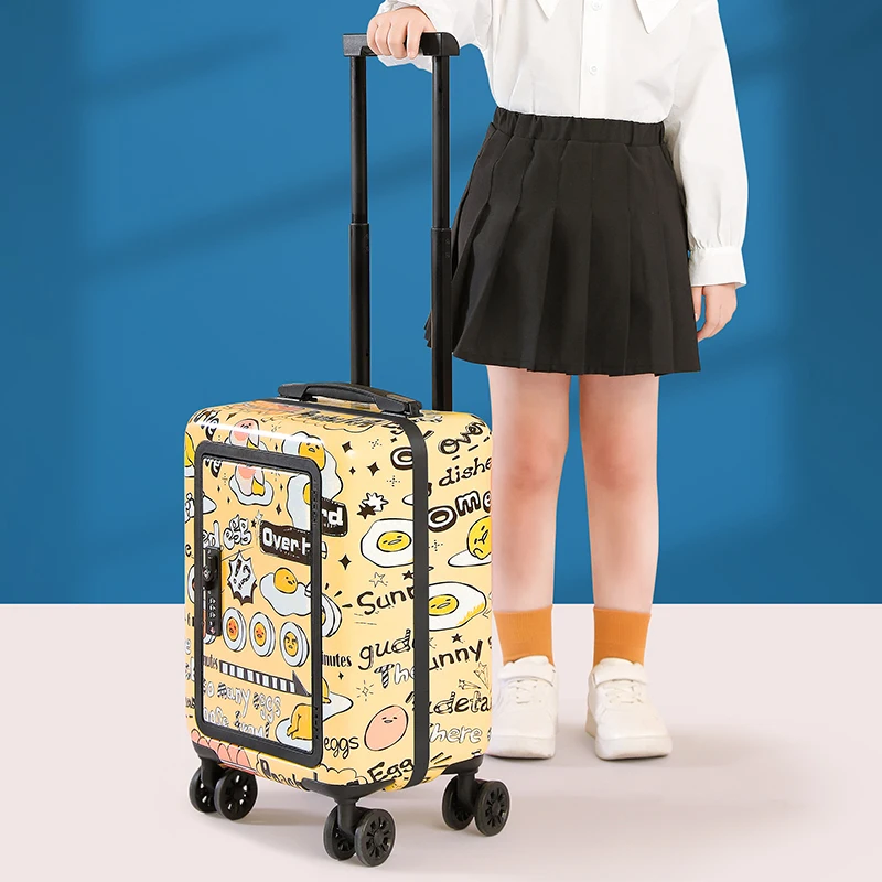 AO WEI LA Travel Suitcase PC Universal Wheel Rolling Trolley Case Boarding  Yellow Fits to Kids 16 Inzh