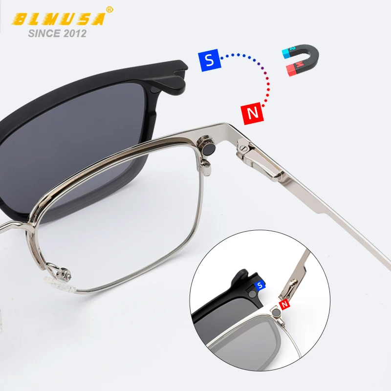 BLMUSA 2025 новые очки с магнитной клипсой для мужчин поляризационные солнцезащитные