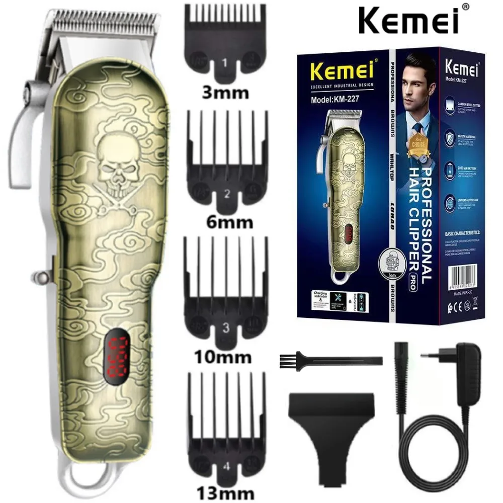 

KEMEI Original Adjustable Powerful Hair Clipper Professional Hair Trimmer Precision Haircut Machine Tapering Lithium Ion KM-227