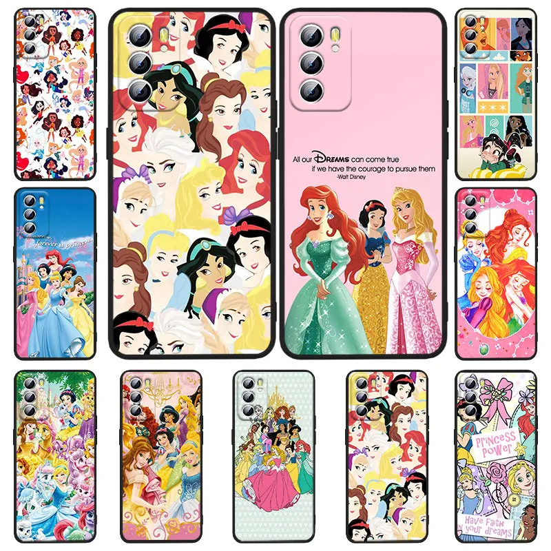 

Disney cute princess Phone Case For OPPO Realme 5 6i 6s 7 7i(Global) 8 8i Pro 5G Realme Narzo 50A Narzo 50i Black Soft Capa Back