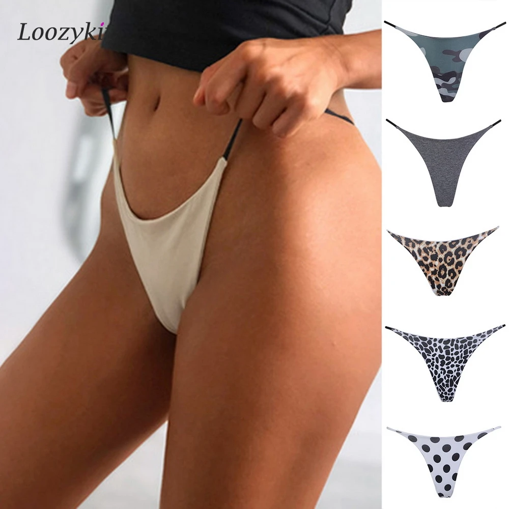 

Loozykit Fashion Thong Sexy Low Waist Panties Women G String Leopard Bikini Panties Thong Comfortable Tangas Women's Intimates