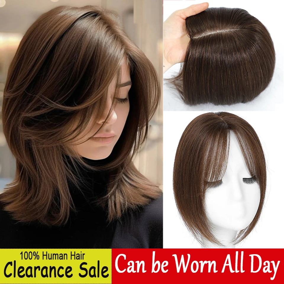 Dazzeal Topper женские заколки для волос с челкой прямые человеческие волосы женщин 10x1 2