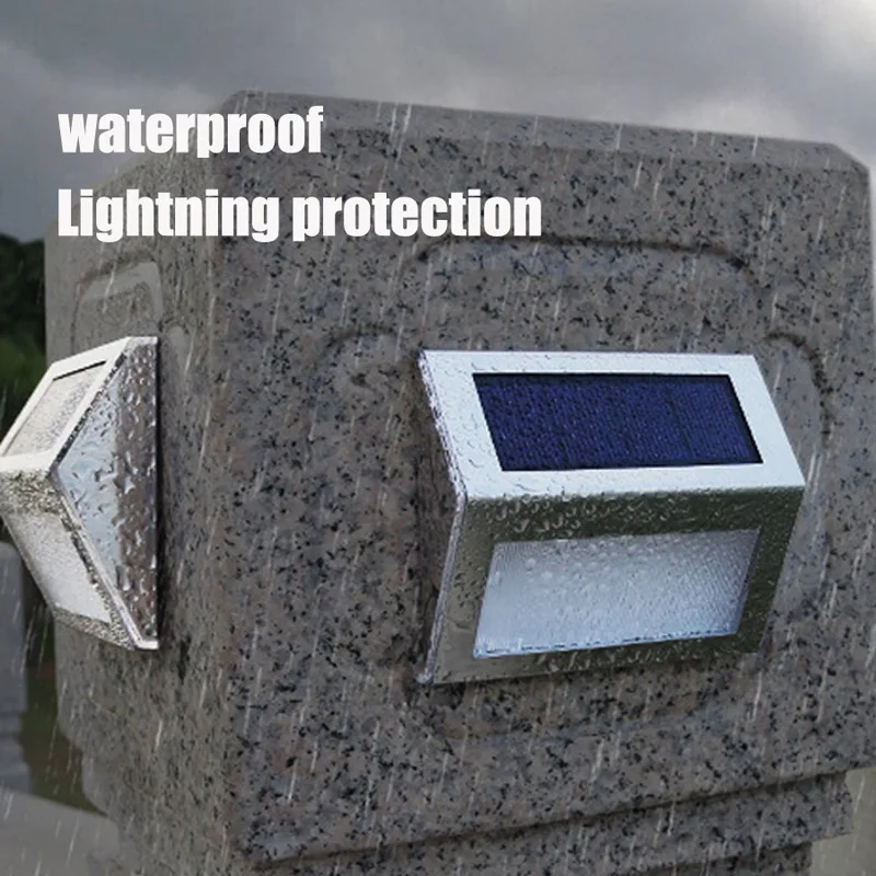 

Outdoor LED Lights Solar Powered 3LED Waterproof Garden Wall Lamp For Fence Deck Stair Lights Decoration