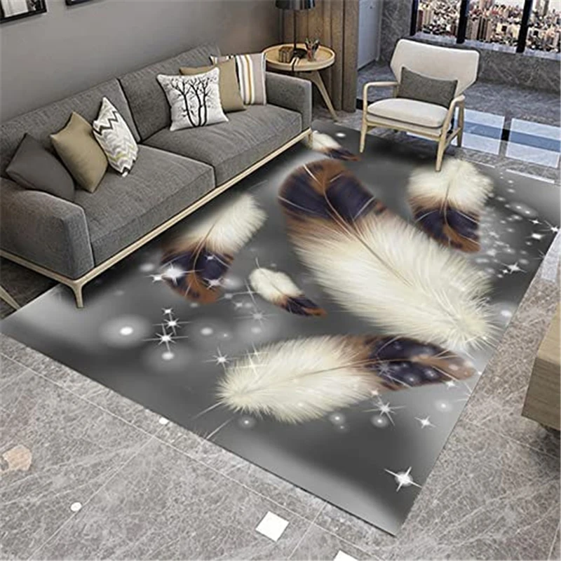 

Великолепные ковры с принтом перьев для дома, гостиной, большой коврик для спальни, Современное украшение для дивана, моющийся напольный ко...