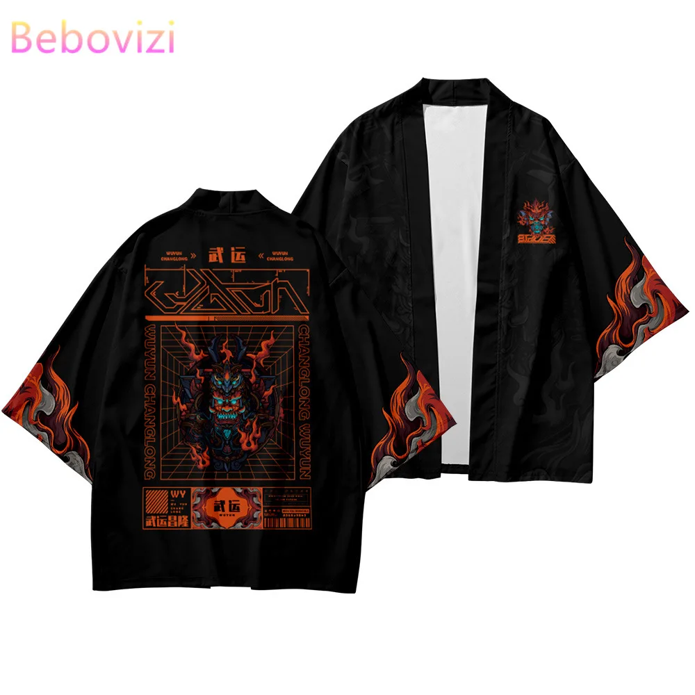 Пляжное кимоно в японском стиле Харадзюку для мужчин и женщин модная одежда