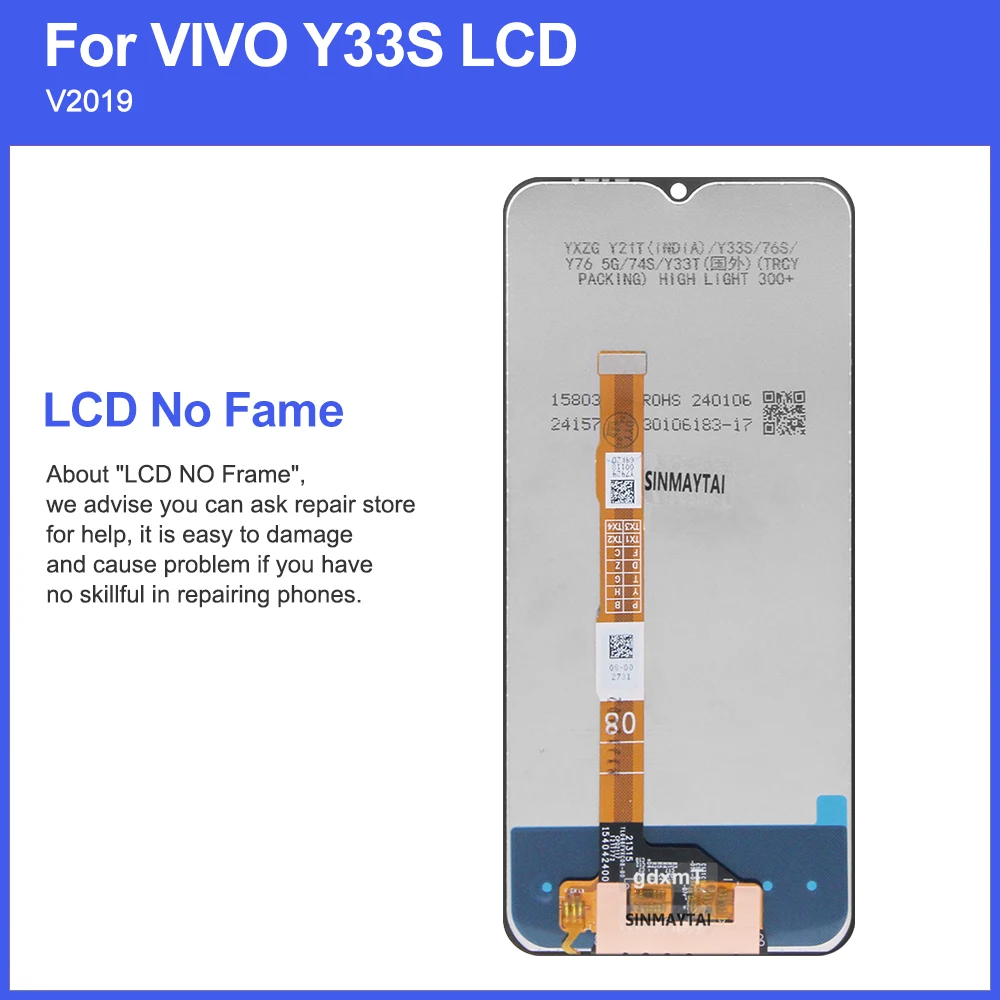 6 58 &quotAMOLED для pantalla VIVO Y33S ЖК-дисплей с рамкой сенсорный экран V2109 ЖК-экраны