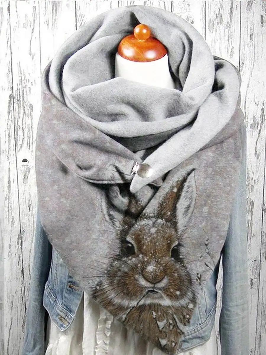 

Ladies Rabbit Print Cozy Warm Scarf