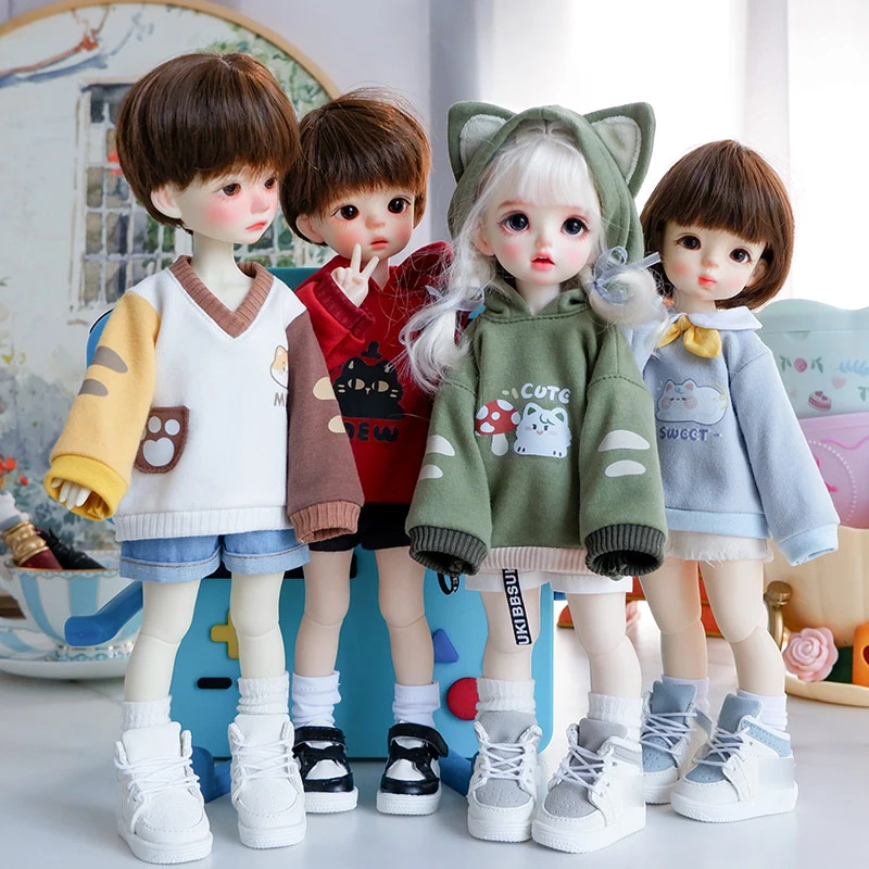 

1/6BJD Doll Clothes Cute Cat Sweater Jacket Shorts Casual Sneakers Sneakers for Large 1/6, Yosd, 30cm Bjd SD DD Doll Accessories