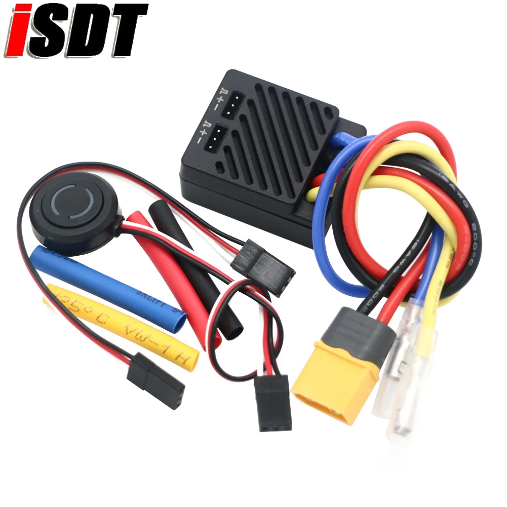 

ISDT ESC70 Waterproof 70A 2~3S 70-120A ESC 5V~7.5V Adjustable BEC Phone Control 540/550/775 Brushed Motor For 1/8 1/10 Model