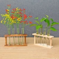 wooden frame home decoration flower arrangement test tube container plant flower pot hydroponic flower vase glass vase