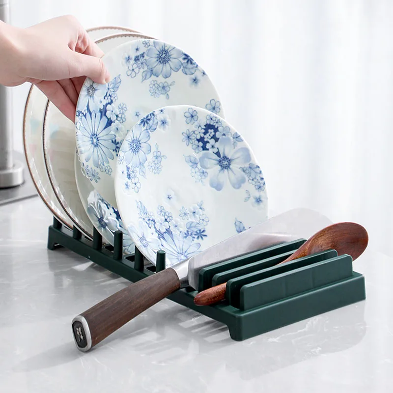 

Полый дренажный Стеллаж с 10 картами, многофункциональная полка для крышки кастрюли, разделочной доски, кухонный Органайзер, держатель для н...