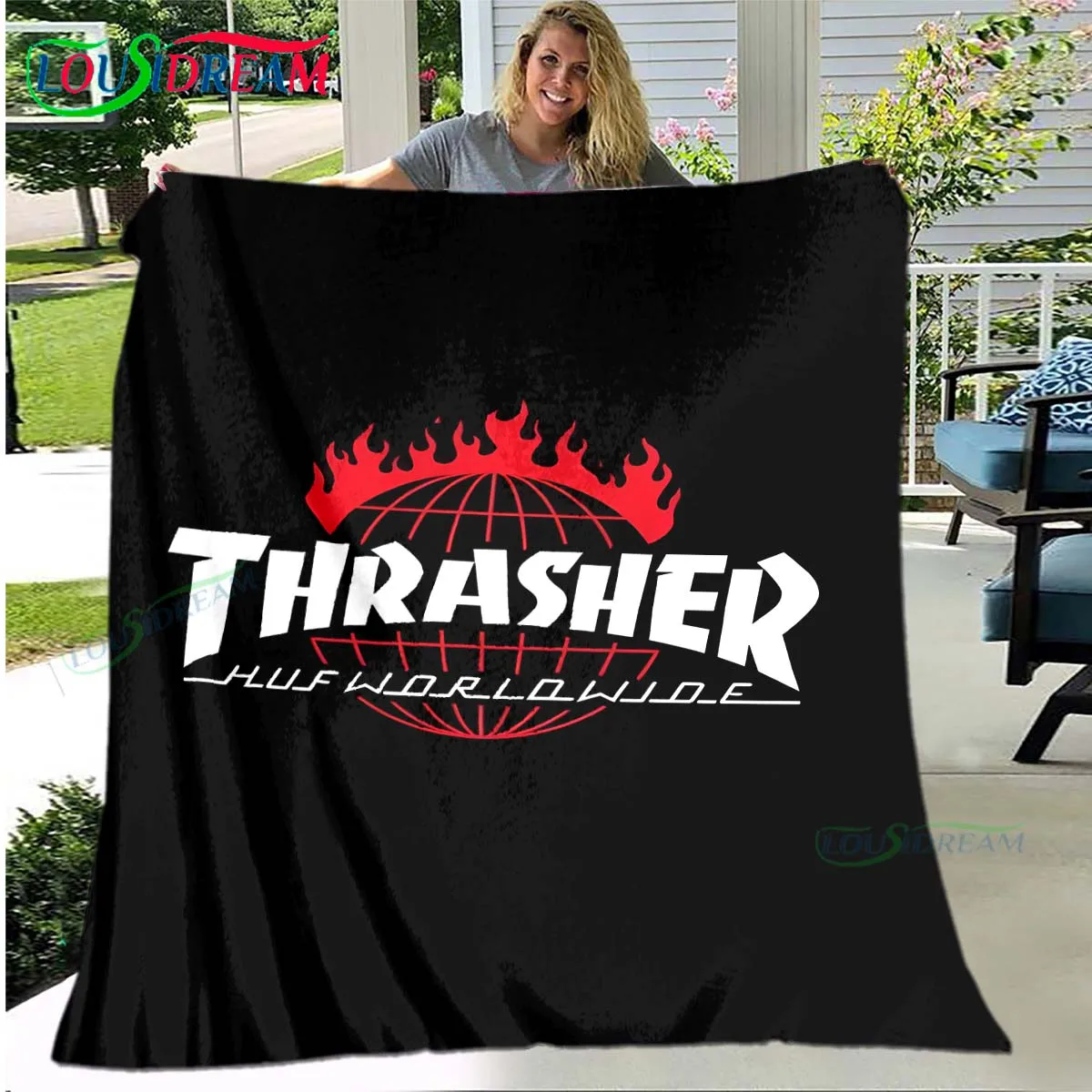 Модное крутое мягкое одеяло с принтом T-Thrasher для гостиной спальни дивана-кровати