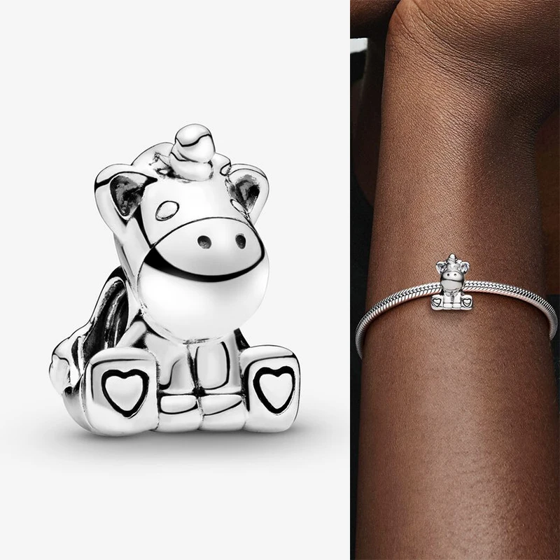 

925 Sterling Silver Bead Lovely Unicorn Beads Fit Pandor Women Bracelet & Necklace Diy Jewelry