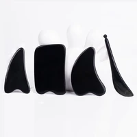 3pcs black buffalo horn gua sha set scraping board acupuncture massage stick skin care tools face jawline eye body physiotherapy