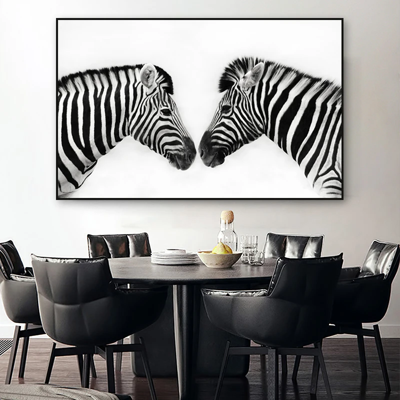 

Two Zebras Pictures Print Wall Art Posters Black And White Line Canvas Paintings Animals Wall Painting for Living Room Cuadros