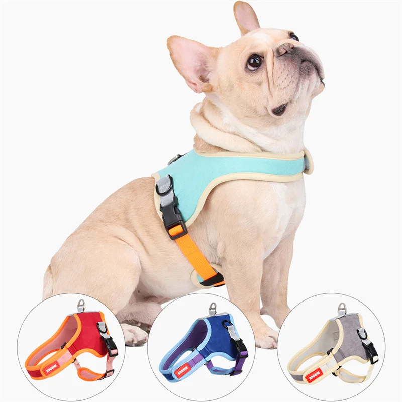 

Reflective Breathable Pets Dog Harnes Adjustable Leash Puppy Suede Vest For Saddle Type Harness Outdoor Walking Dog Supplies