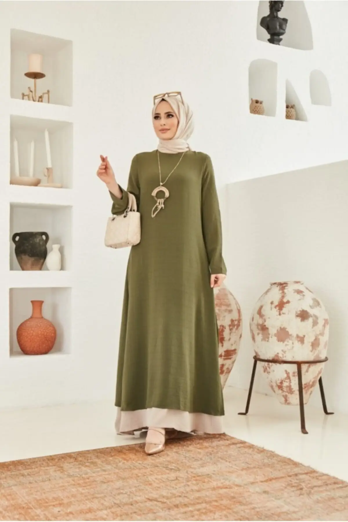 

Women's Two-Color One Piece Dress Kgreen Model-421