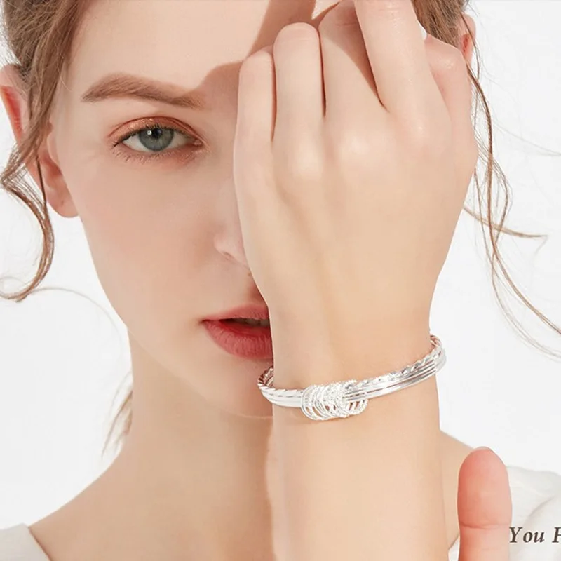 

Meet Three Generations Three Generations Silver Bracelet Female Silver Plated Three Rings Bracelet Jewelry Party Gift