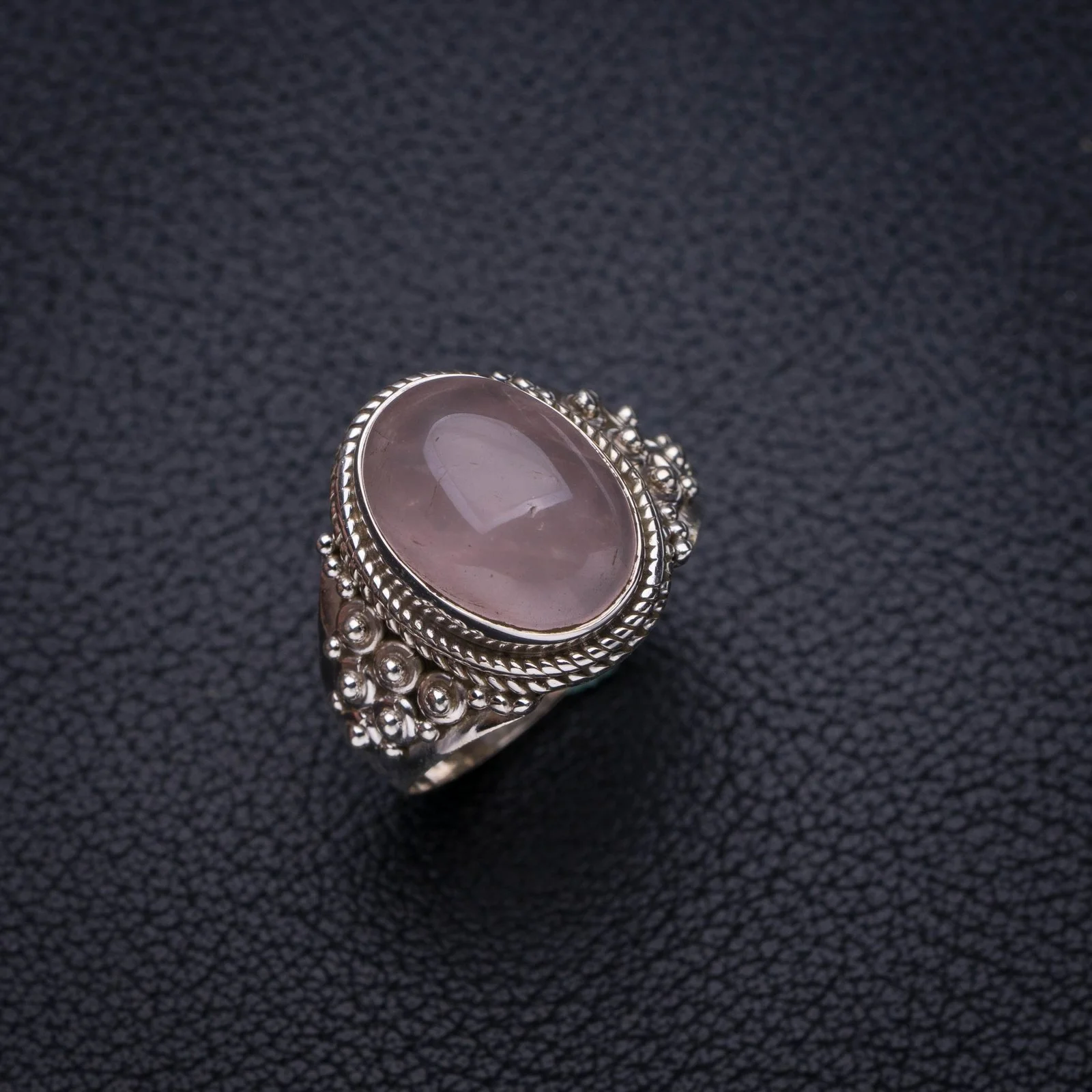 

StarGems натуральный розовый кварц ручной работы фотосеребряное кольцо 8 E7992