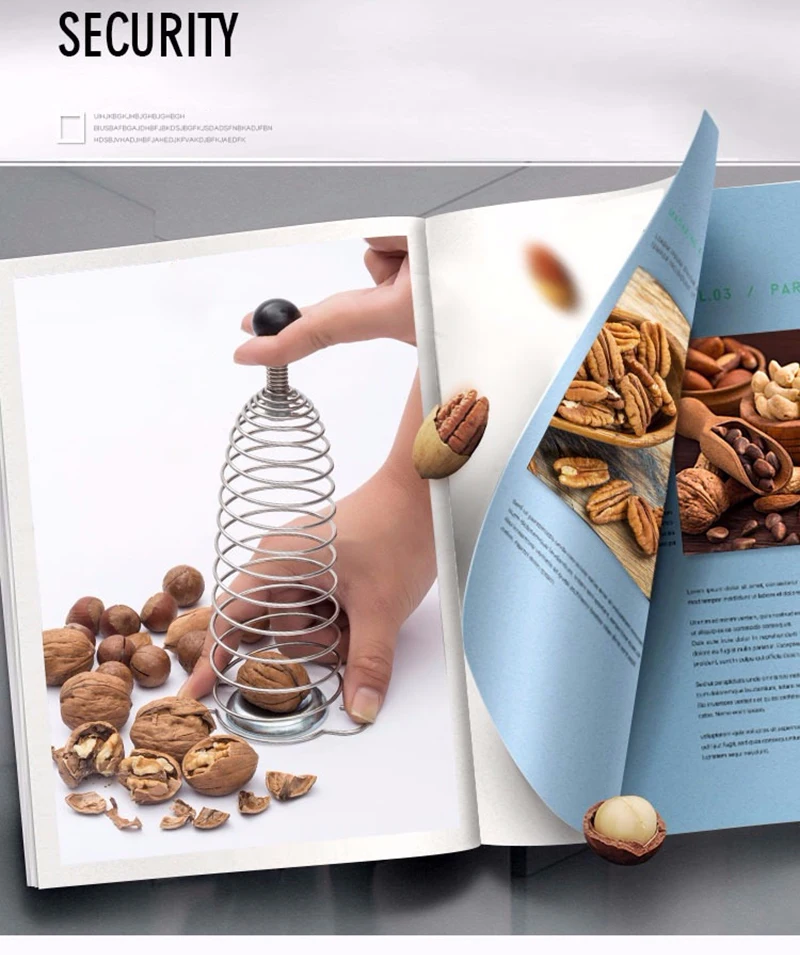 

Creative Metal Spring Nutcracker Open Walnut Artifact Stainless Steel Nut Cracker Open Professional Walnut Tool Spring Nutcracke