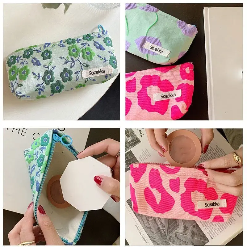 

Cosmetic Bag 3D Flower Print Zipper Lipsticks Toilet Make Up Brush Bag