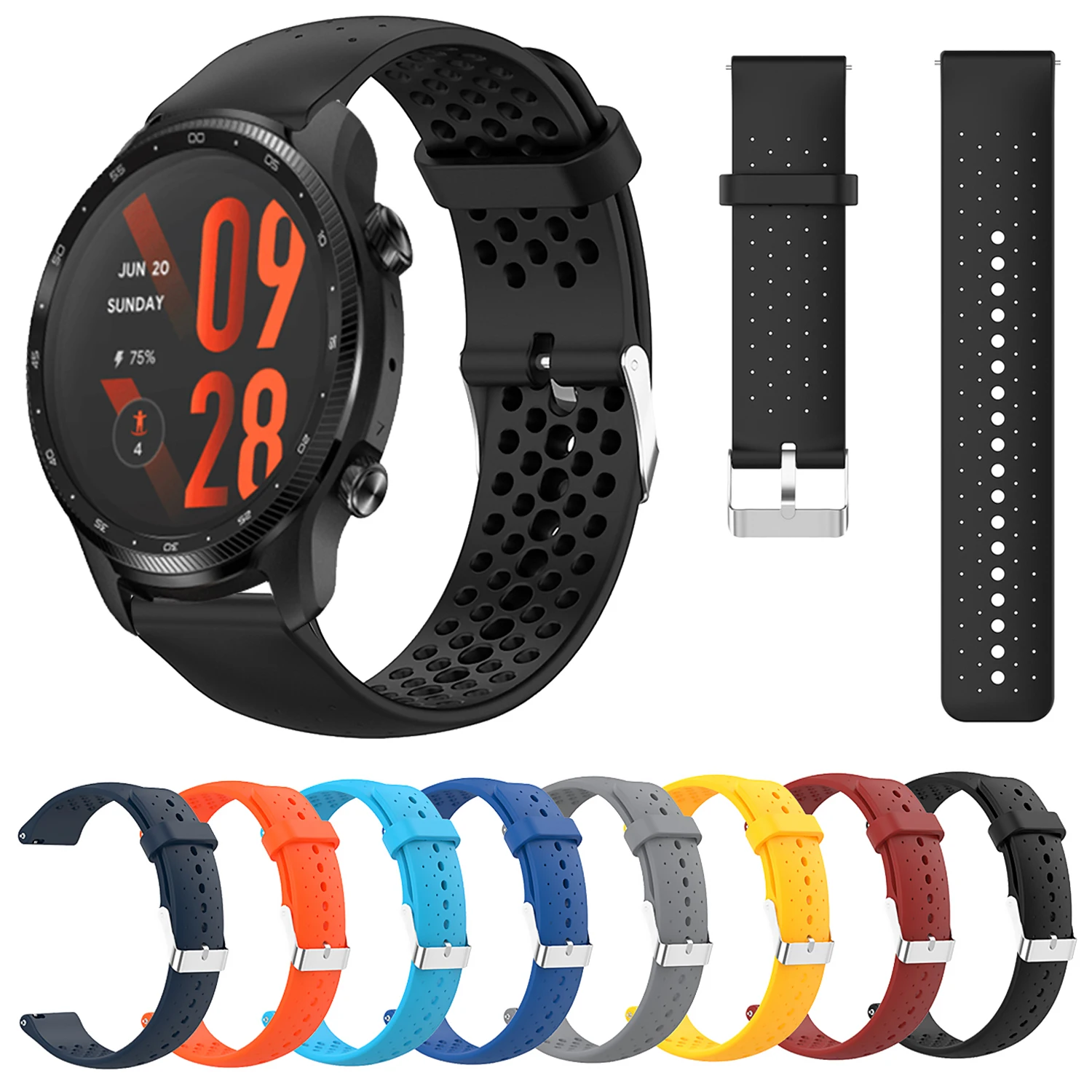 

Silicone Strap For TicWatch Pro 3 Ultra GPS /GTX/S2/E2/E3/GTH Smart watch Watchbands Bracelet 20mm 22mm Sports Band Wristbands