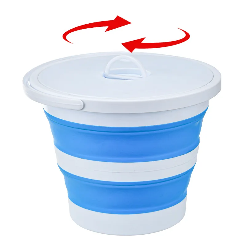 

15L Plastic Bucket Fishing Beach Home Cleaning Collapsible Bucket Round Outdoor Waterproof Folding Bucket With Lids