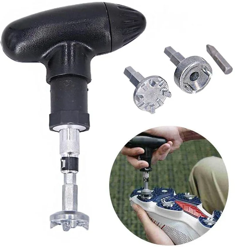 

1pc Golf Spike Wrenches Ratchet Action Shoes Remover Adjustment Tool Set Durable Stainless Steel Cleats Plastic Handle Ripper