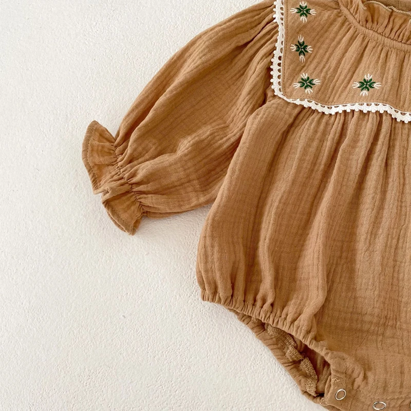 Новая Осенняя детская одежда комбинезон для девочек 0-2 лет с длинным рукавом и