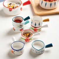 mini ceramic milk cup creamer jug multifunctional seasoning dish small ceramic coffee milk pitcher vinegar sauce cup with handle