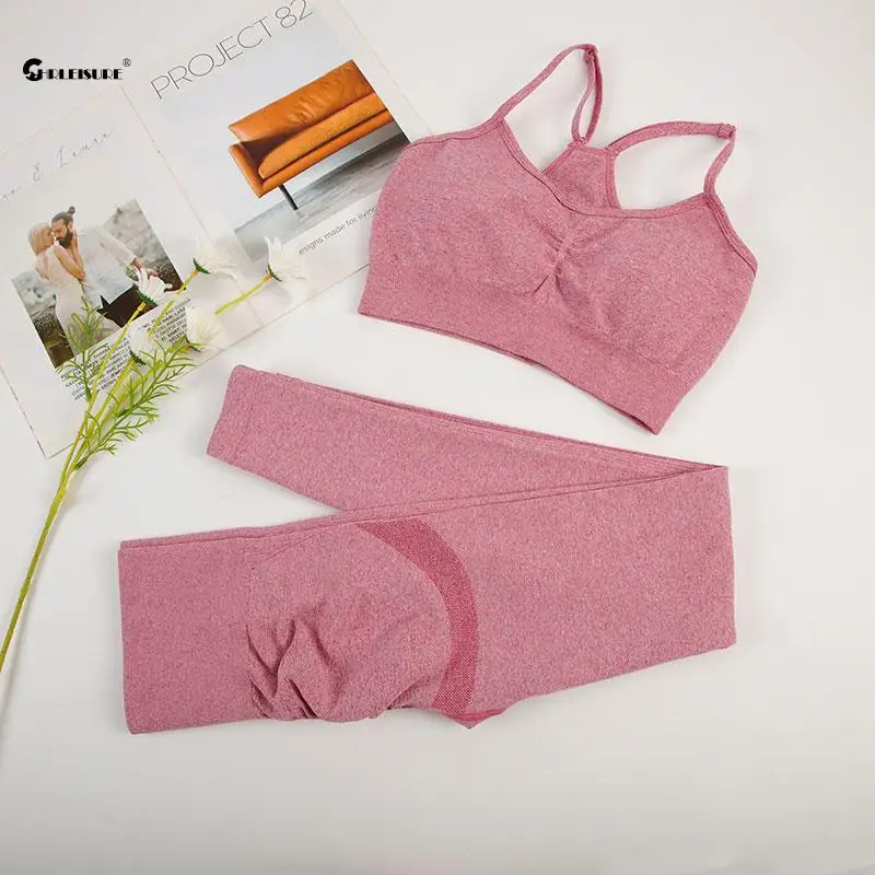 CHRLEISURE 2/3 шт бесшовный Набор для йоги женские спортивные костюмы с длинным рукавом
