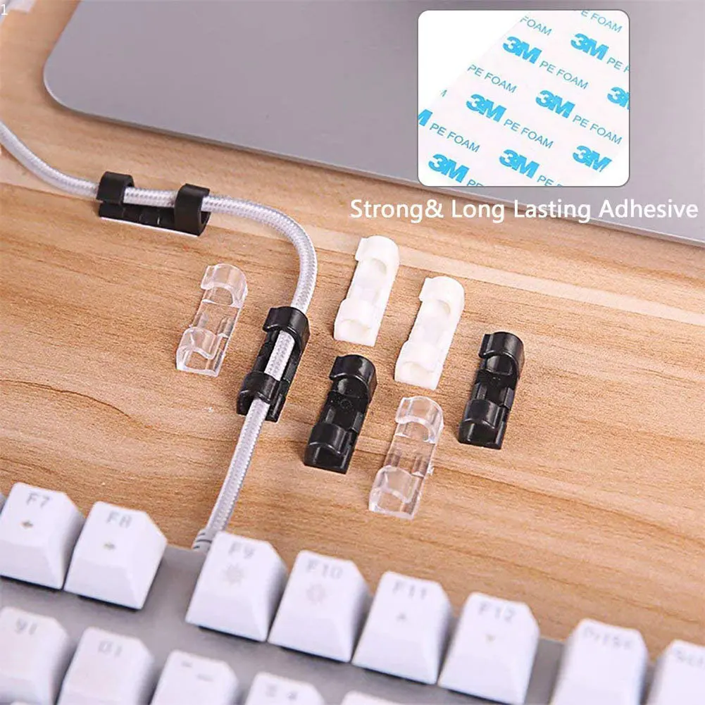 

20PCS Cable Organizer Clips Cable Management Desktop Workstation Wire Manager Cord Holder USB Charging Data Line Winder