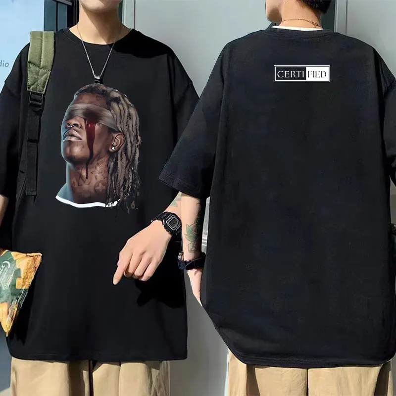 

Apper Young Thug Hip Hop Oversized T-shirt Men's Fashion Rap Street Vintage T Shirt O-collar Men Women Summer 100% Cotton Tshirt
