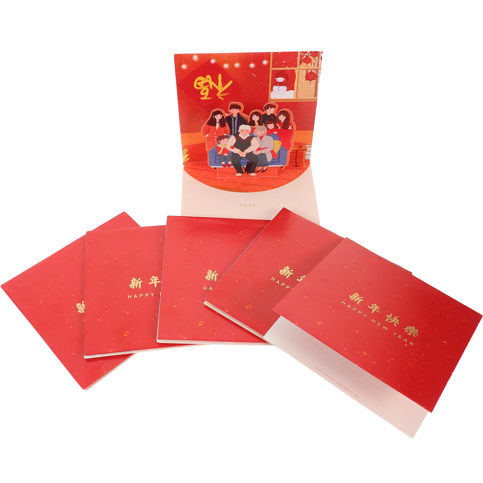 

6pcs New Year Themed Card New Year Greeting Card Classic New Year Blessing Card For Party Festive